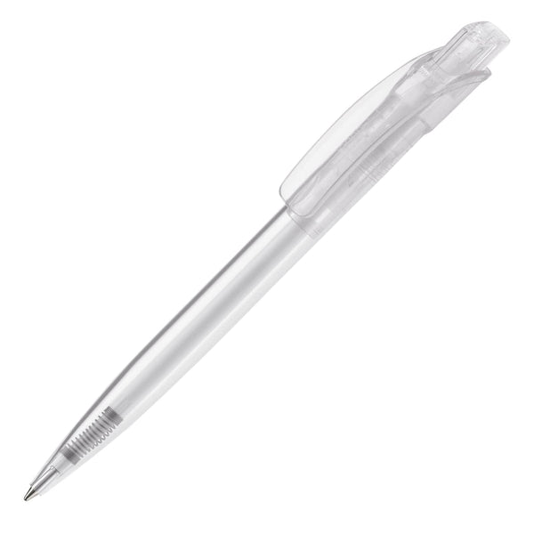 Penna a sfera Cube Transparent Trasparente / Bianco - personalizzabile con logo