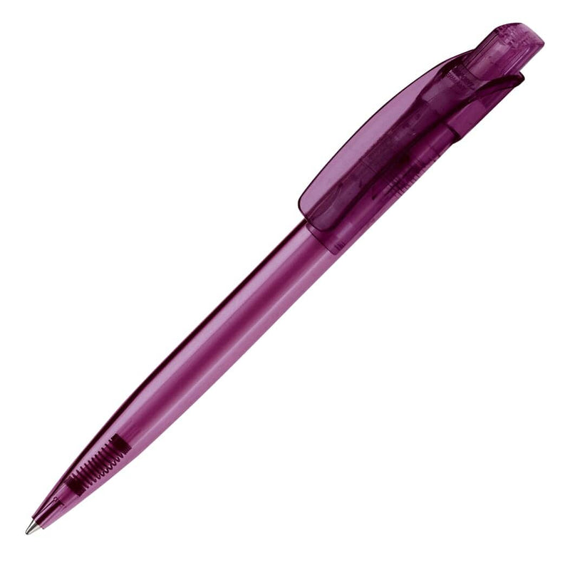 Penna a sfera Cube Transparent Viola grigio scuro - personalizzabile con logo
