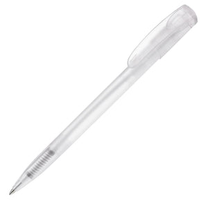 Penna a sfera Deniro Frosty finiture in metallo royal bianco - personalizzabile con logo