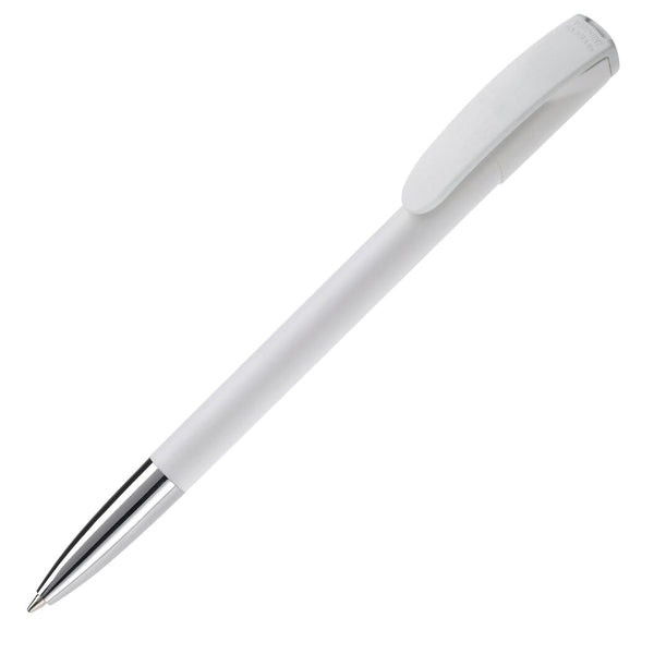 Penna a sfera Deniro Hardcolour finiture in metallo Bianco / bianco - personalizzabile con logo