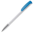 Penna a sfera Deniro Hardcolour finiture in metallo Bianco / blu - personalizzabile con logo