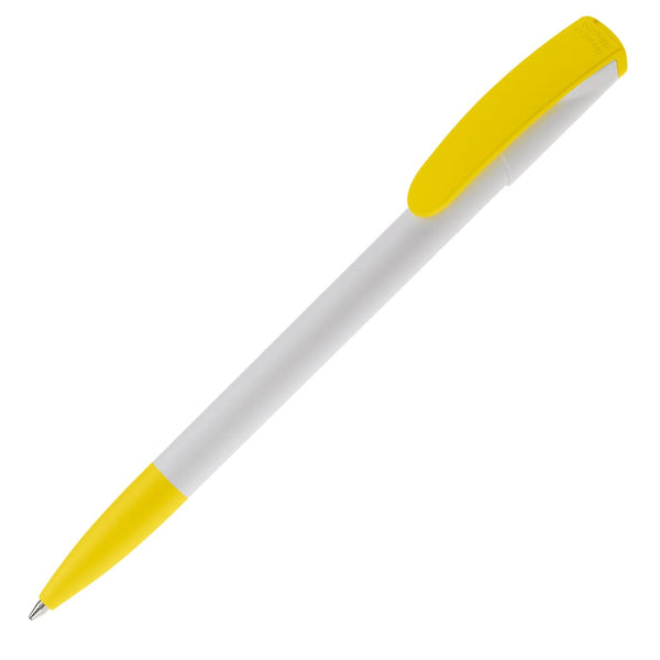 Penna a sfera Deniro Hardcolour Bianco / Giallo - personalizzabile con logo