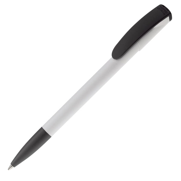 Penna a sfera Deniro Hardcolour Bianco / nero - personalizzabile con logo