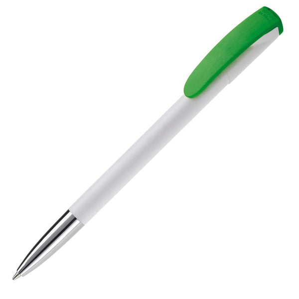 Penna a sfera Deniro Hardcolour finiture in metallo Bianco / verde - personalizzabile con logo