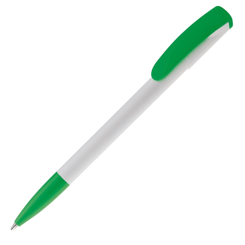 Penna a sfera Deniro Hardcolour Bianco / verde - personalizzabile con logo