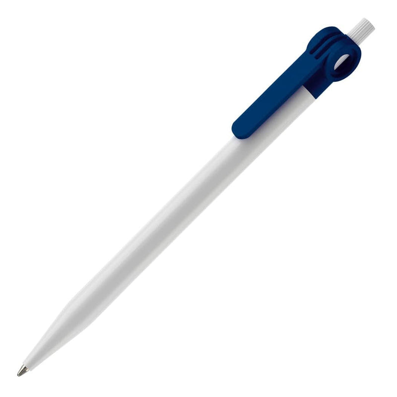 Penna a sfera Futurepoint hardcolour Bianco / blu navy - personalizzabile con logo