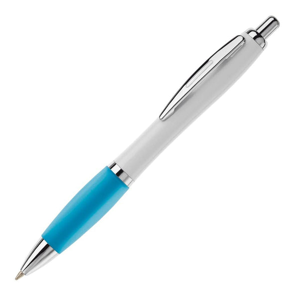Penna a sfera Hawaï bianca Bianco / blu - personalizzabile con logo