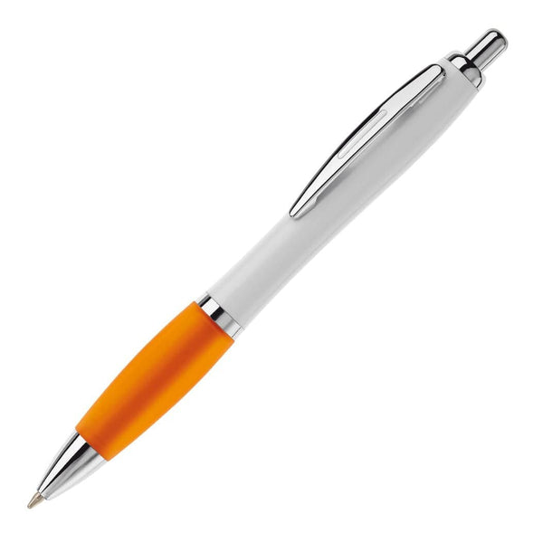 Penna a sfera Hawaï bianca White / arancione - personalizzabile con logo