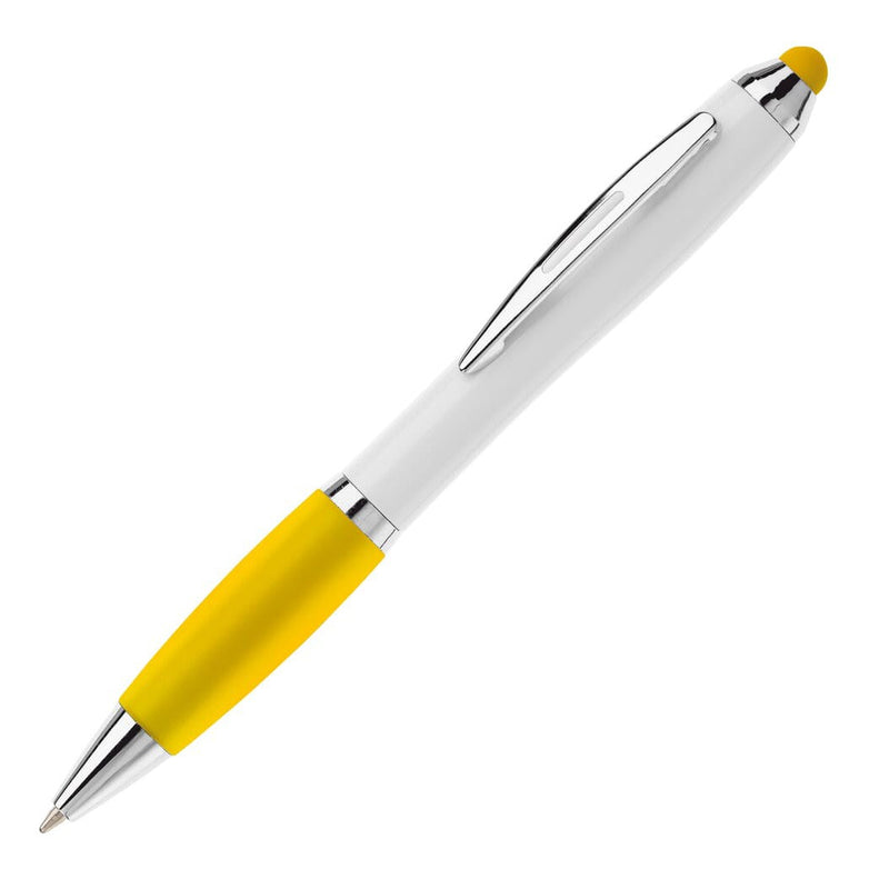 Penna a sfera Hawaï stylus Bianco / Giallo - personalizzabile con logo