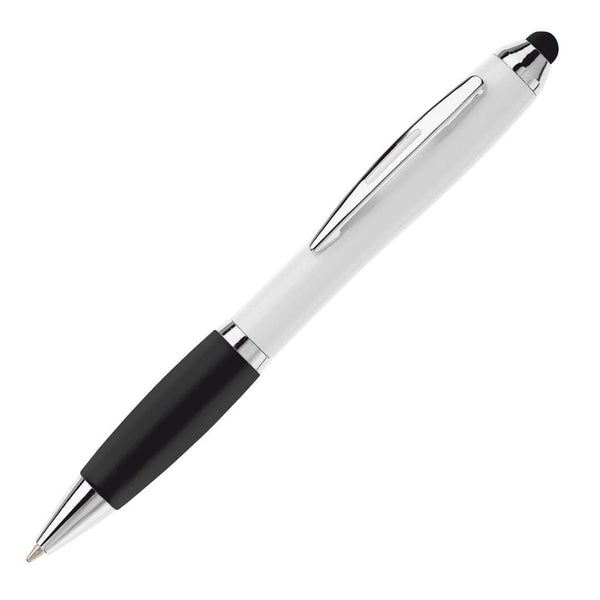 Penna a sfera Hawaï stylus Bianco / nero - personalizzabile con logo