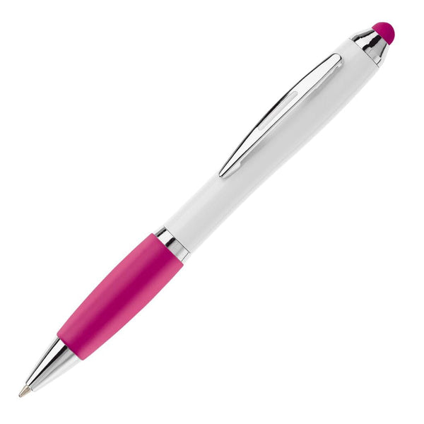 Penna a sfera Hawaï stylus Bianco / rosa - personalizzabile con logo