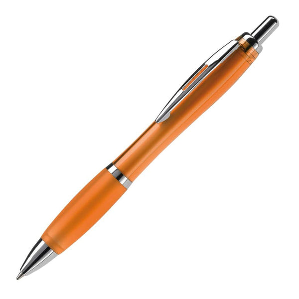Penna a sfera Hawaï trasparente grigio scuro arancione - personalizzabile con logo