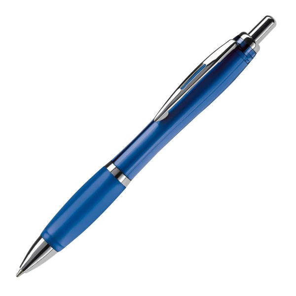 Penna a sfera Hawaï trasparente grigio scuro blu - personalizzabile con logo