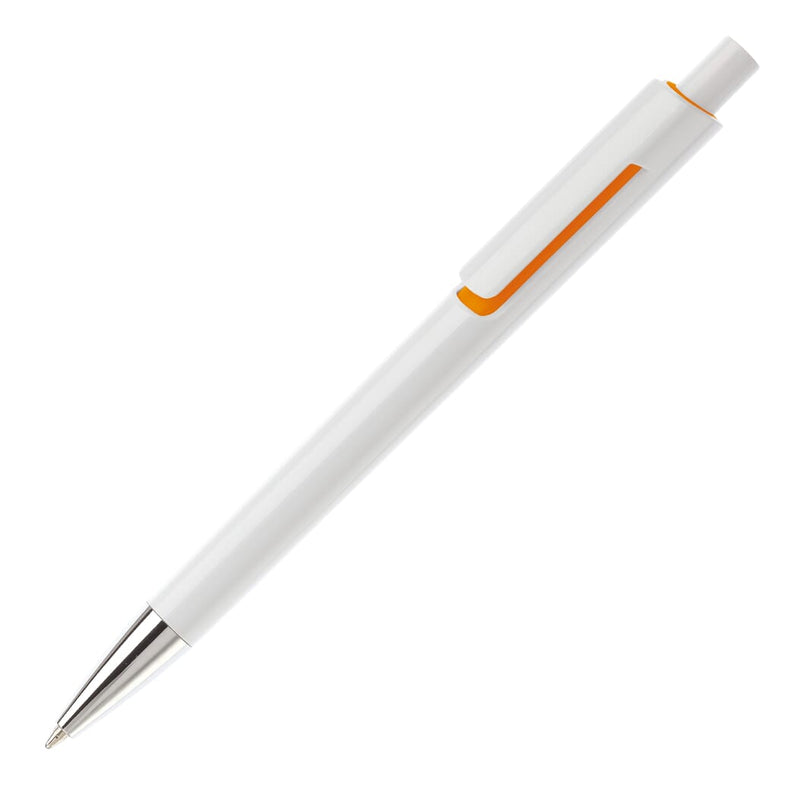 Penna a sfera Illusion White / arancione - personalizzabile con logo