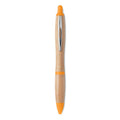 Penna a sfera in ABS e bamboo arancione - personalizzabile con logo