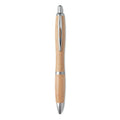 Penna a sfera in ABS e bamboo color argento - personalizzabile con logo