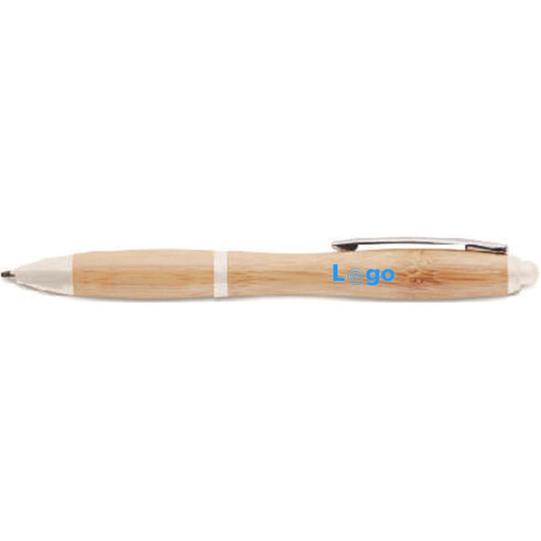 Penna a sfera in ABS e bamboo - personalizzabile con logo