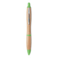 Penna a sfera in ABS e bamboo verde calce - personalizzabile con logo
