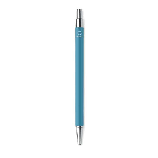 Penna a sfera in alluminio riciclato Azzurro - personalizzabile con logo