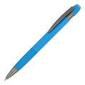 Penna a sfera in alluminio Toulouse Softtouch azzurro - personalizzabile con logo