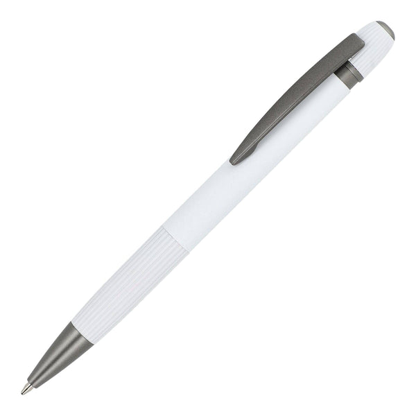 Penna a sfera in alluminio Toulouse Softtouch Bianco - personalizzabile con logo