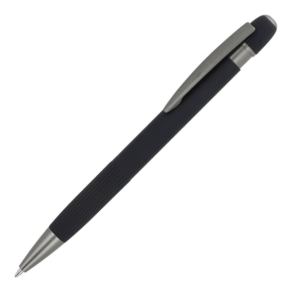 Penna a sfera in alluminio Toulouse Softtouch Nero - personalizzabile con logo