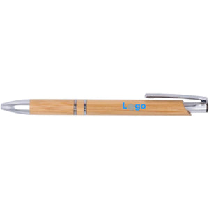 Penna a sfera in bamboo 14 cm beige - personalizzabile con logo