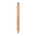 Penna a sfera in bamboo dettagli in paglia di grano arancione - personalizzabile con logo