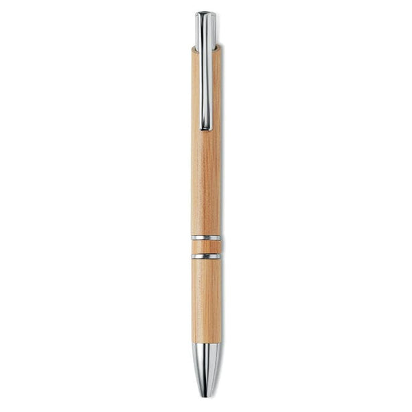 Penna a sfera in bamboo 14 cm beige - personalizzabile con logo