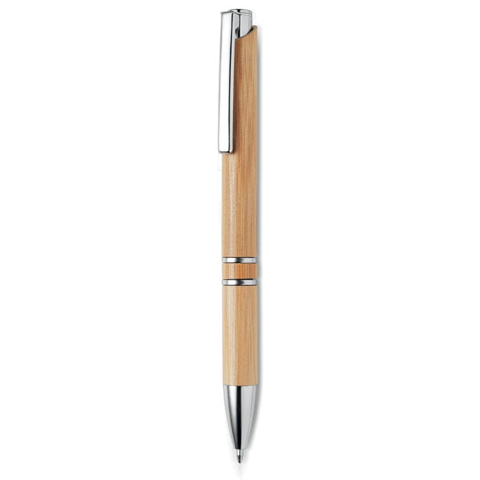 Penna a sfera in bamboo 14 cm beige - personalizzabile con logo