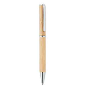 Penna a sfera in bamboo 13,5 cm beige - personalizzabile con logo