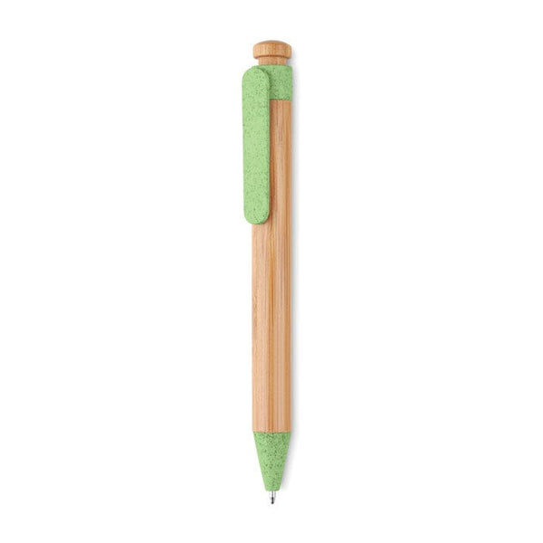 Penna a sfera in bamboo dettagli in paglia di grano - personalizzabile con logo