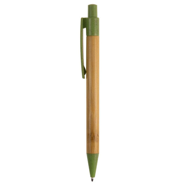 Penna a sfera in bambù con paglia di grano - personalizzabile con logo