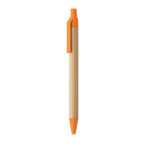 Penna a sfera in bambù e grano arancione - personalizzabile con logo