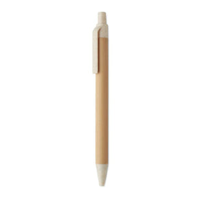 Penna a sfera in bambù e grano beige - personalizzabile con logo