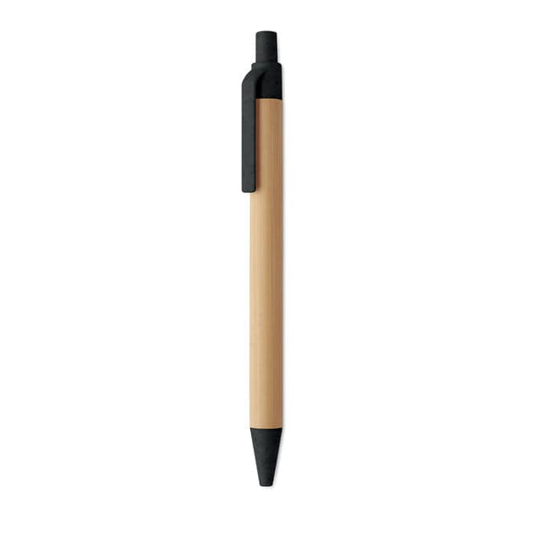 Penna a sfera in bambù e grano Nero - personalizzabile con logo