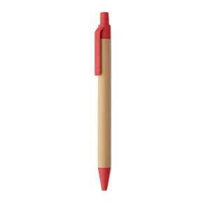 Penna a sfera in bambù e grano Rosso - personalizzabile con logo