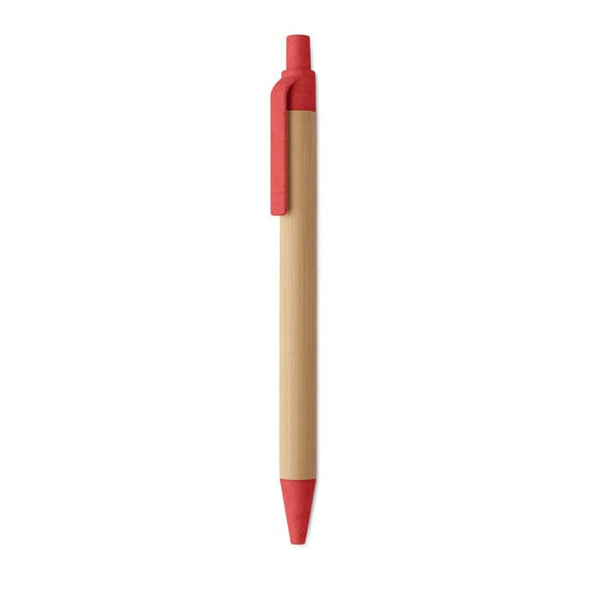 Penna a sfera in bambù e grano Rosso - personalizzabile con logo