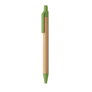 Penna a sfera in bambù e grano Verde - personalizzabile con logo