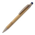 Penna a sfera in bambù e paglia di grano con stilo Beige / Blu - personalizzabile con logo