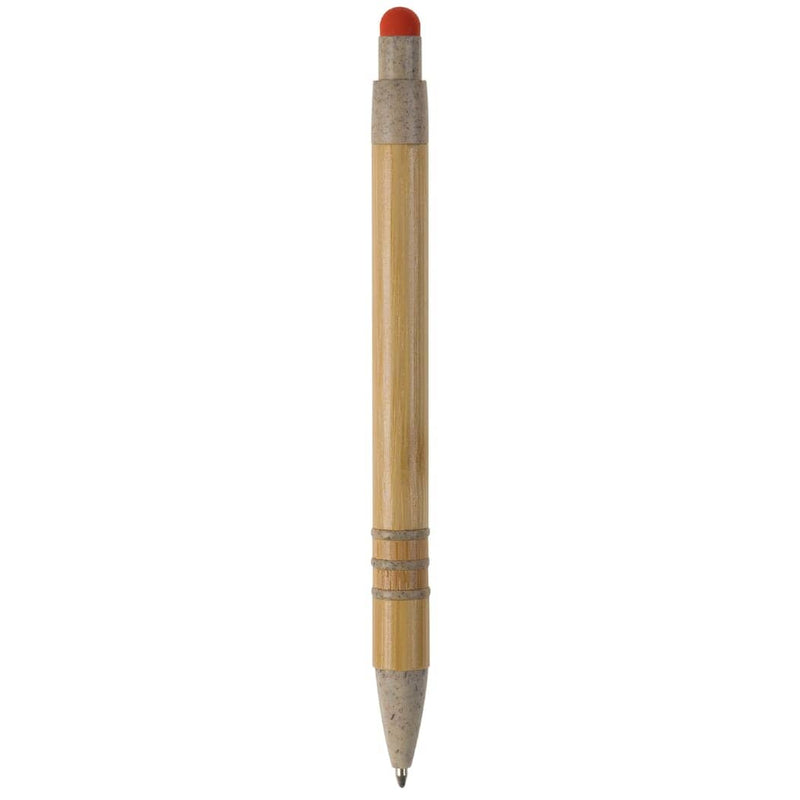 Penna a sfera in bambù e paglia di grano con stilo - personalizzabile con logo