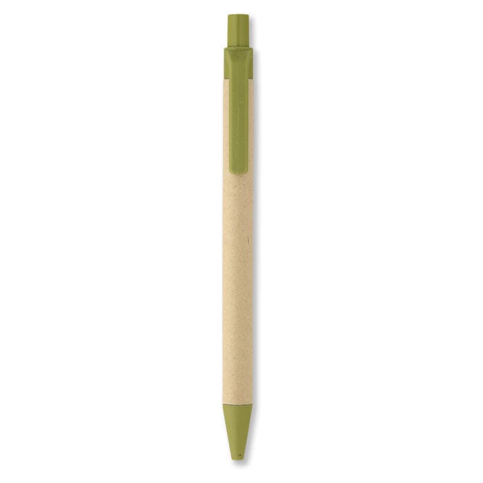 Penna a sfera in carta e mais verde calce - personalizzabile con logo