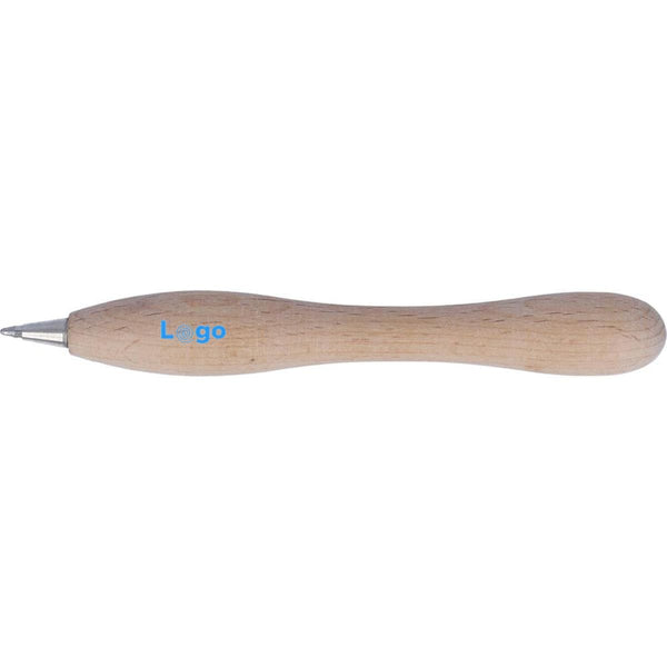 Penna a sfera in legno bombata beige - personalizzabile con logo
