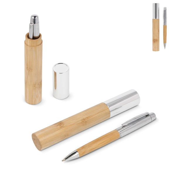 Penna a sfera in metallo in tubo natural - personalizzabile con logo
