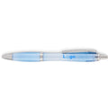 Penna a sfera azzurra in R-PET profili in metallo - personalizzabile con logo