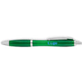 Penna a sfera verde in R-PET profili in metallo - personalizzabile con logo