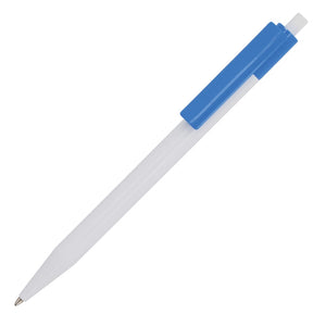 Penna a sfera Kuma hard-color Bianco / blu - personalizzabile con logo