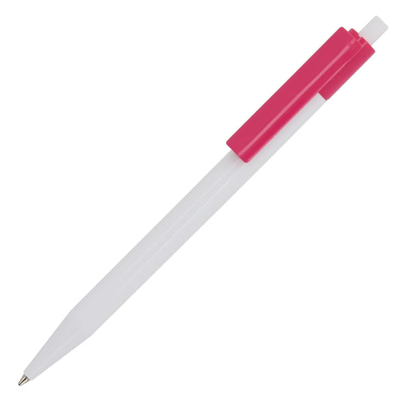 Penna a sfera Kuma hard-color Bianco / rosa - personalizzabile con logo