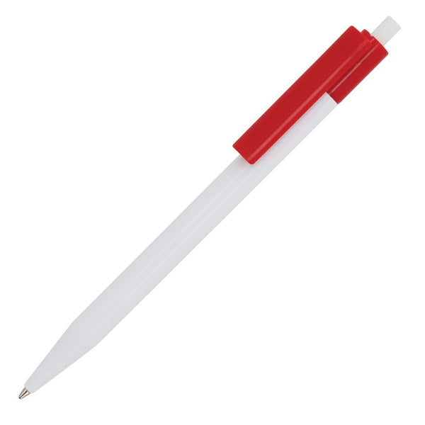 Penna a sfera Kuma hard-color Bianco / Rosso - personalizzabile con logo