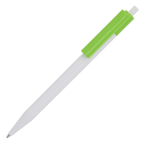 Penna a sfera Kuma hard-color Bianco/ verde calce - personalizzabile con logo